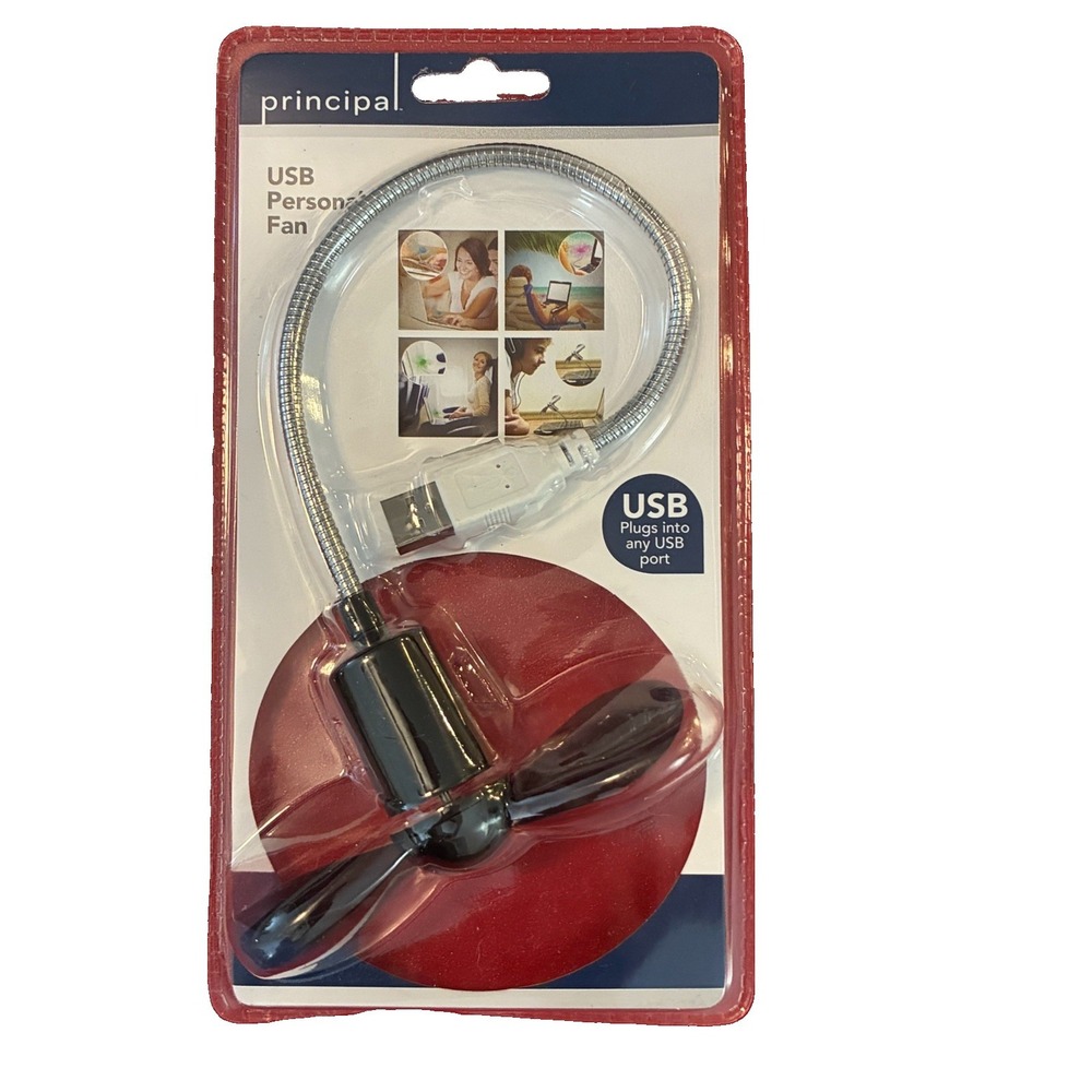 Black USB Personal Flexible Mini Cooler Fan by Principal, USB 1.1 or 2.0 Sealed